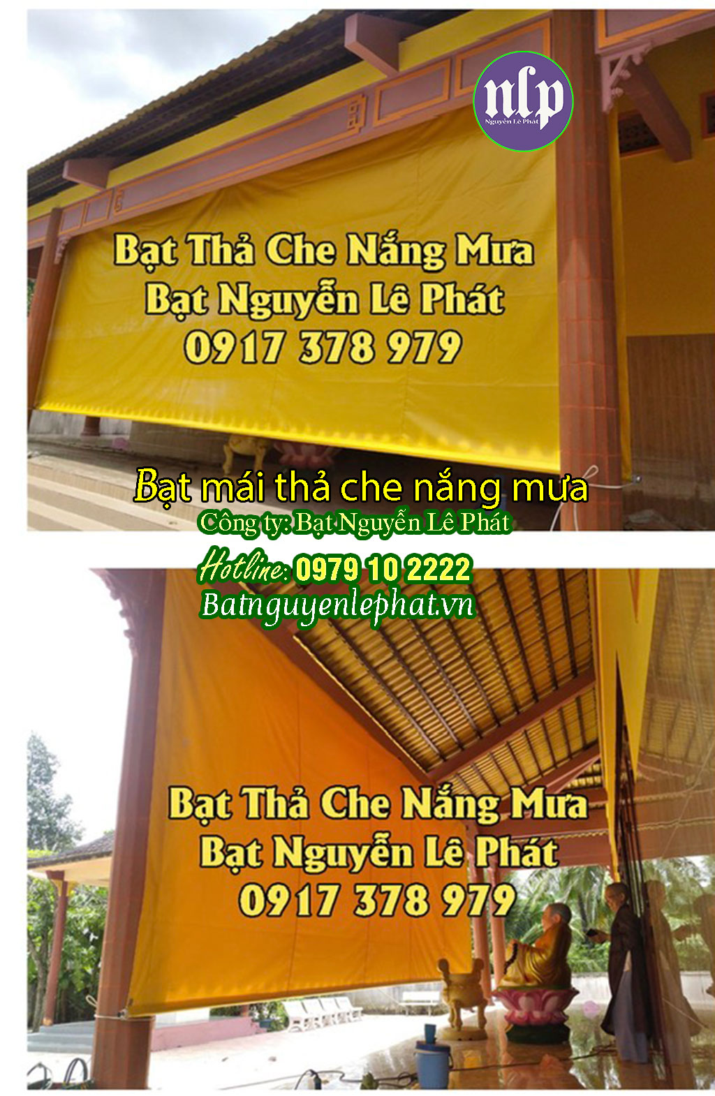 Bạt Mái Thả Che Nắng Mưa Ngoài Trời Tự Cuốn Tây Ninh