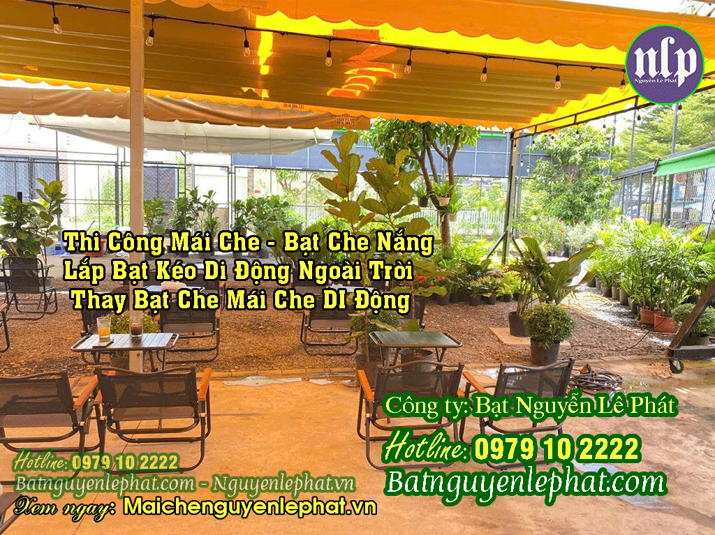 Thay bạt kéo che quán cafe