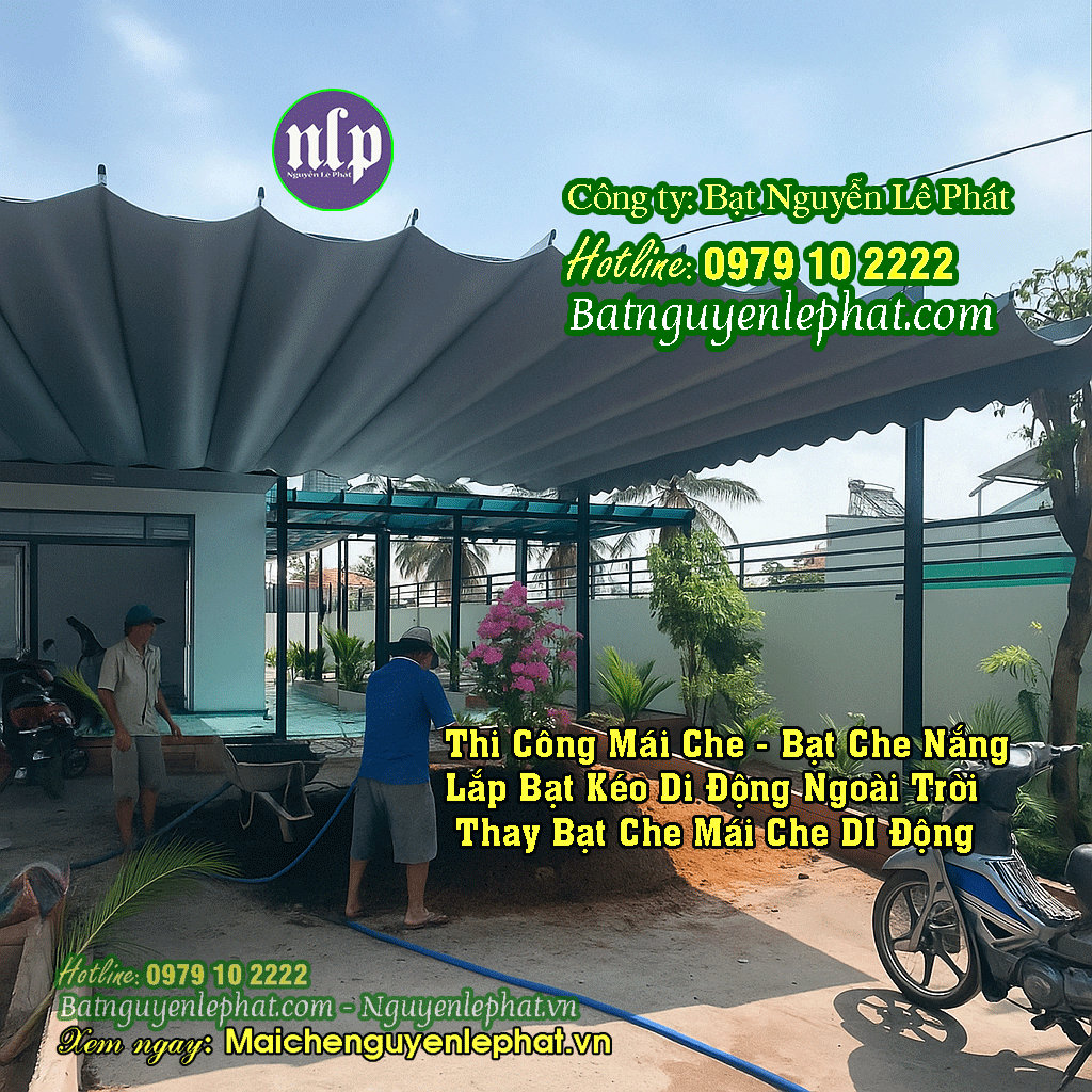 Mái che bạt kéo dây quay tay Mái che bạt kéo dây quay tay