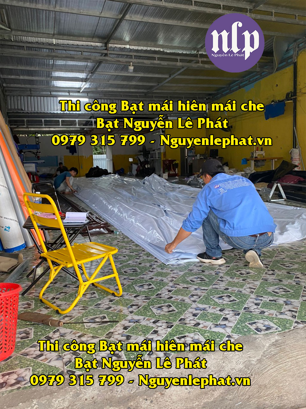 May bạt mái xếp