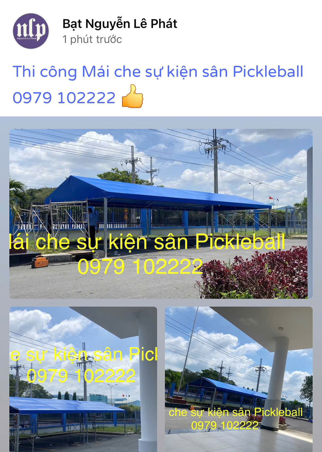 Thi công mái bạt che sân chơi Pickleball Tennis