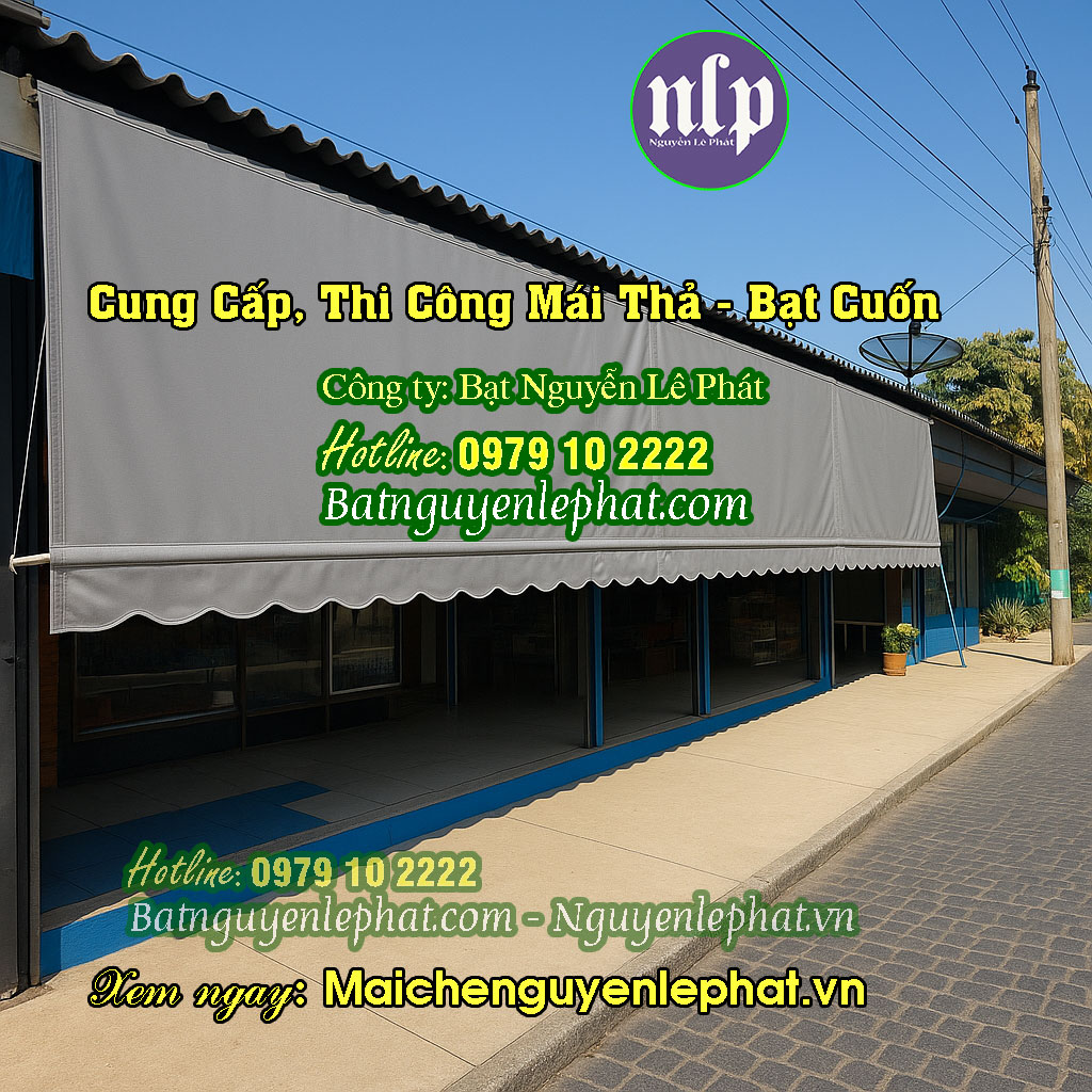 Bạt thả che nắng mưa trước nhà Thi Công Lắp Bạt Kéo Thả Tự Cuốn Giá Rẻ tại Tân Uyên