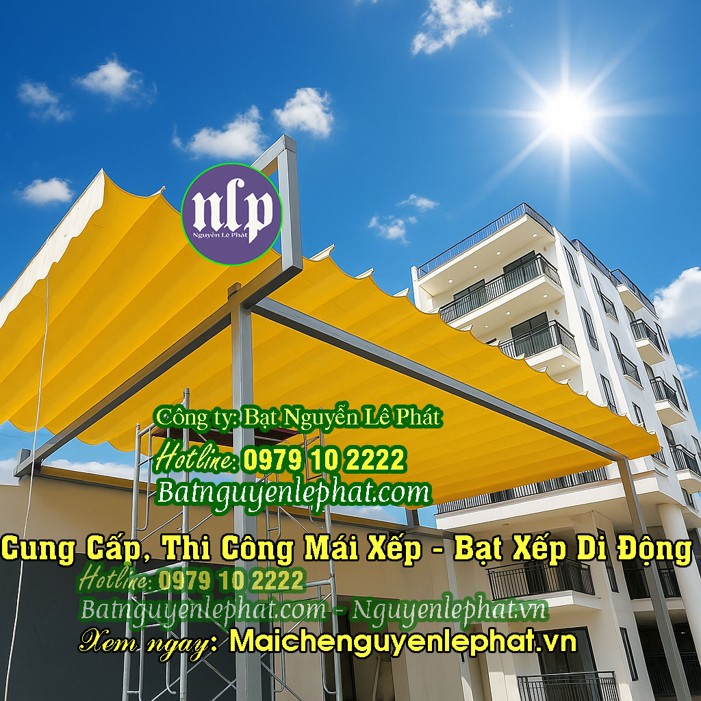 Thi công mái che bạt kéo ngoài trời Thi công mái che bạt kéo ngoài trời