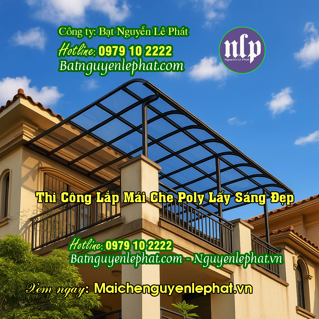 Mẫu mái che nhựa poly lấy sáng đẹp Mẫu mái che nhựa poly lấy sáng đẹp