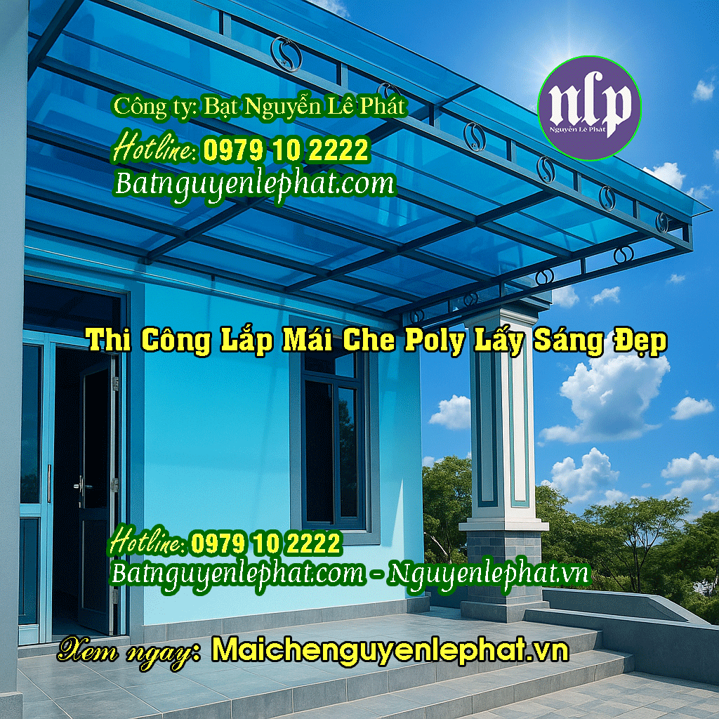 Mẫu mái che nhựa poly lấy sáng đẹp Thi Công Lắp Mái Nhựa Poly Lấy Sáng Trước Nhà Tại Quận 2