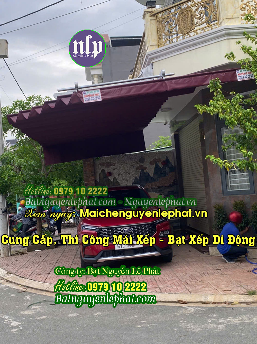 Lắp mái bạt che nắng nhà để xe đẹp Lắp mái bạt che nắng nhà để xe đẹp