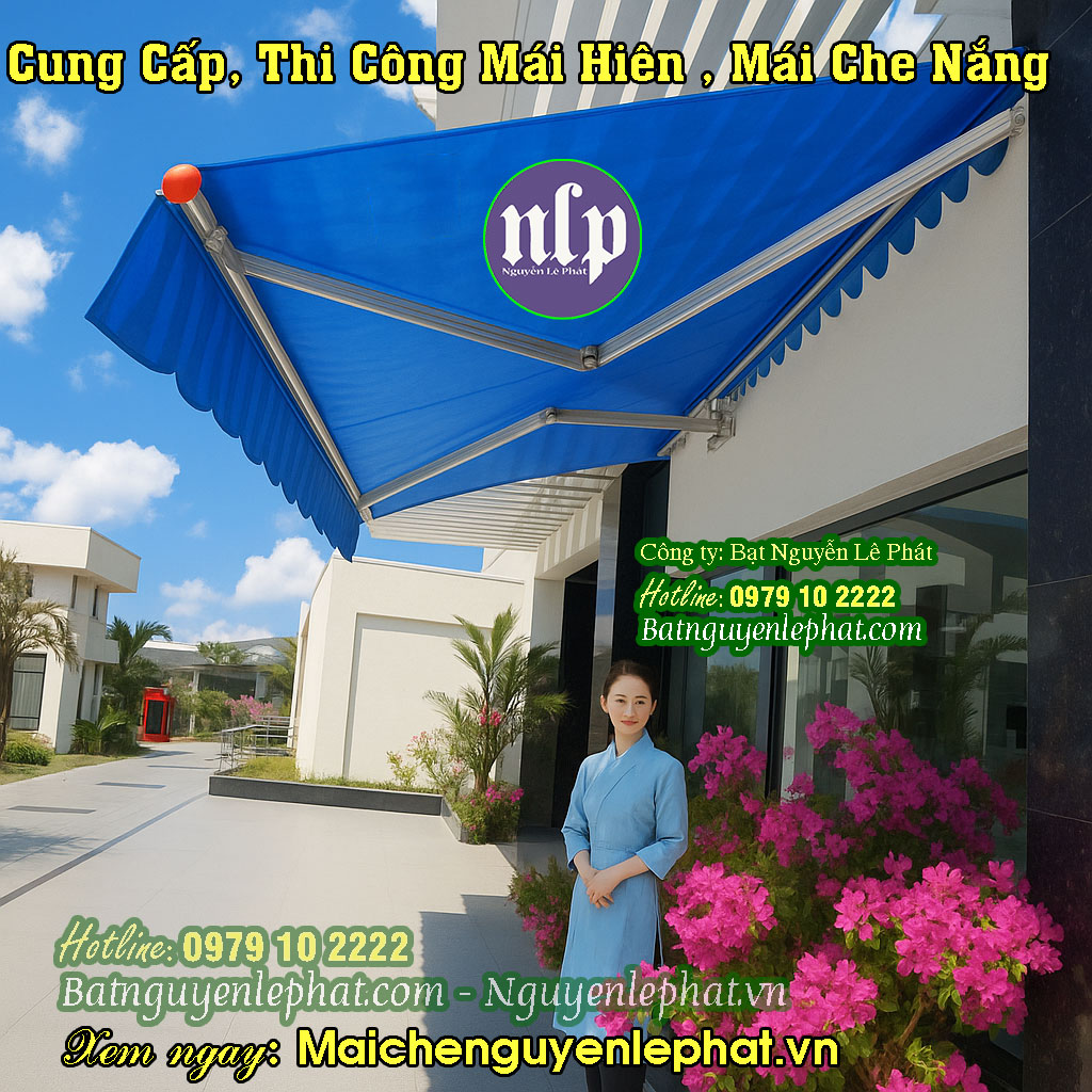 Bạt Che Nắng Mưa Trước Nhà dạng kéo dây mái hiên