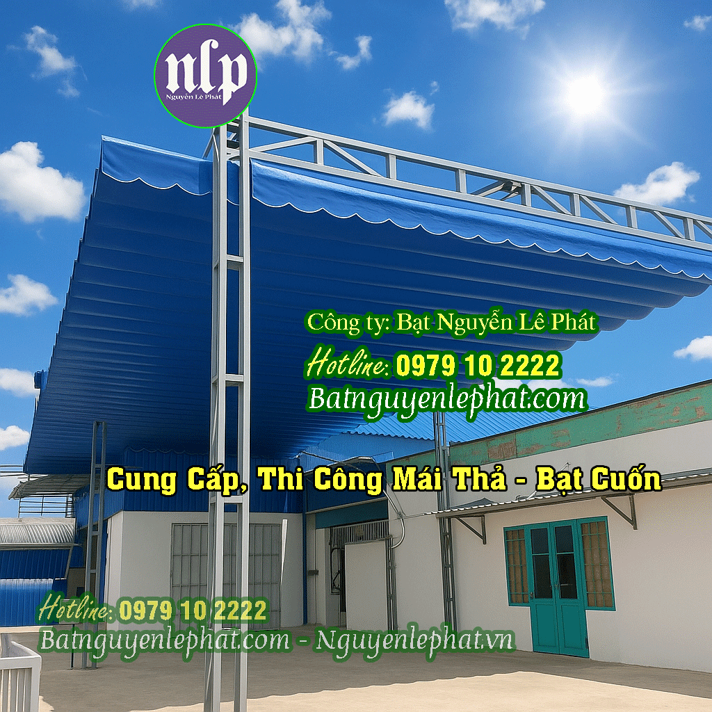 lắp đặt bạt mái kéo di động tại Phú Yên Thay bạt rèm che nắng mưa ngoài trời