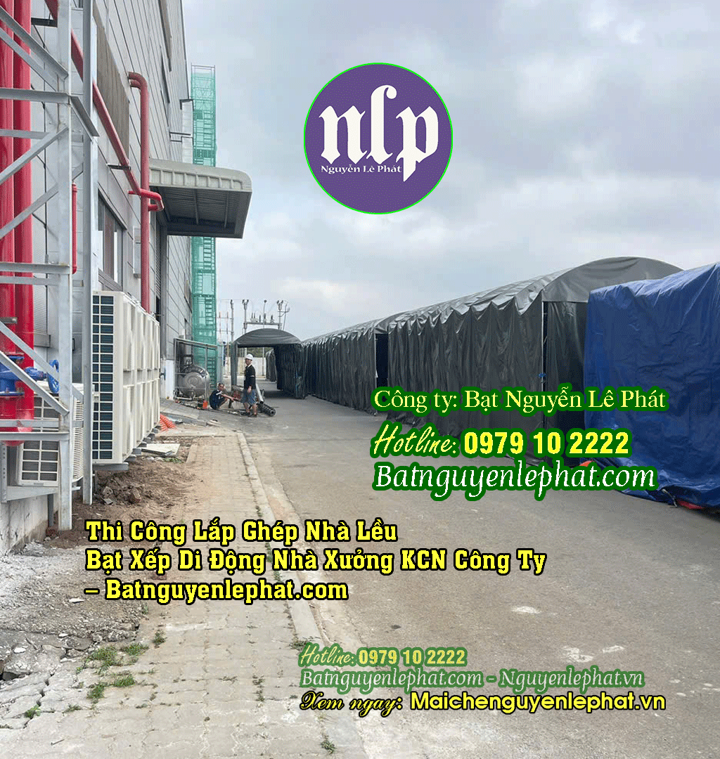 Nhà bạt có bánh xe di chuyển linh hoạt trong nhà xưởng Nhà bạt có bánh xe di chuyển linh hoạt trong nhà xưởng