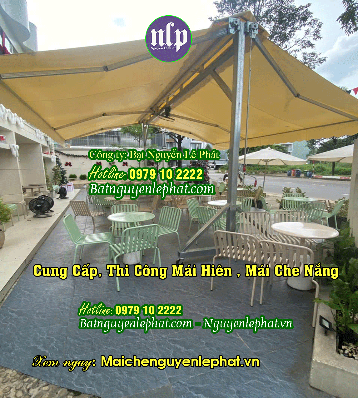 Mái bạt che xếp quay tay Mái bạt che xếp quay tay