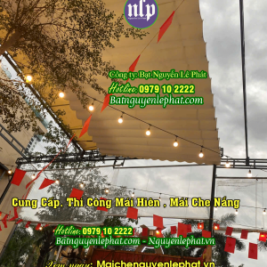 Mái bạt che xếp quay tay