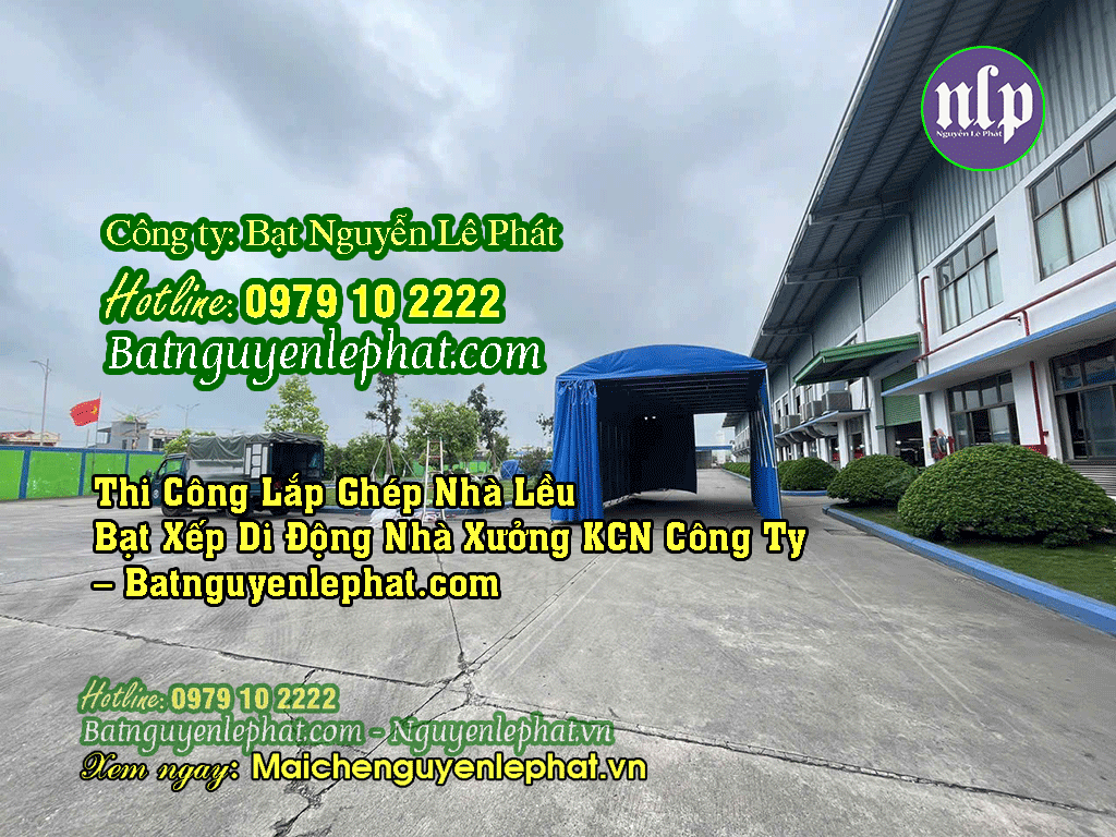 Nhà Lều Bạt Xếp Di Động Che Nhà Xưởng Công ty tại Thuận An - Bình Dương