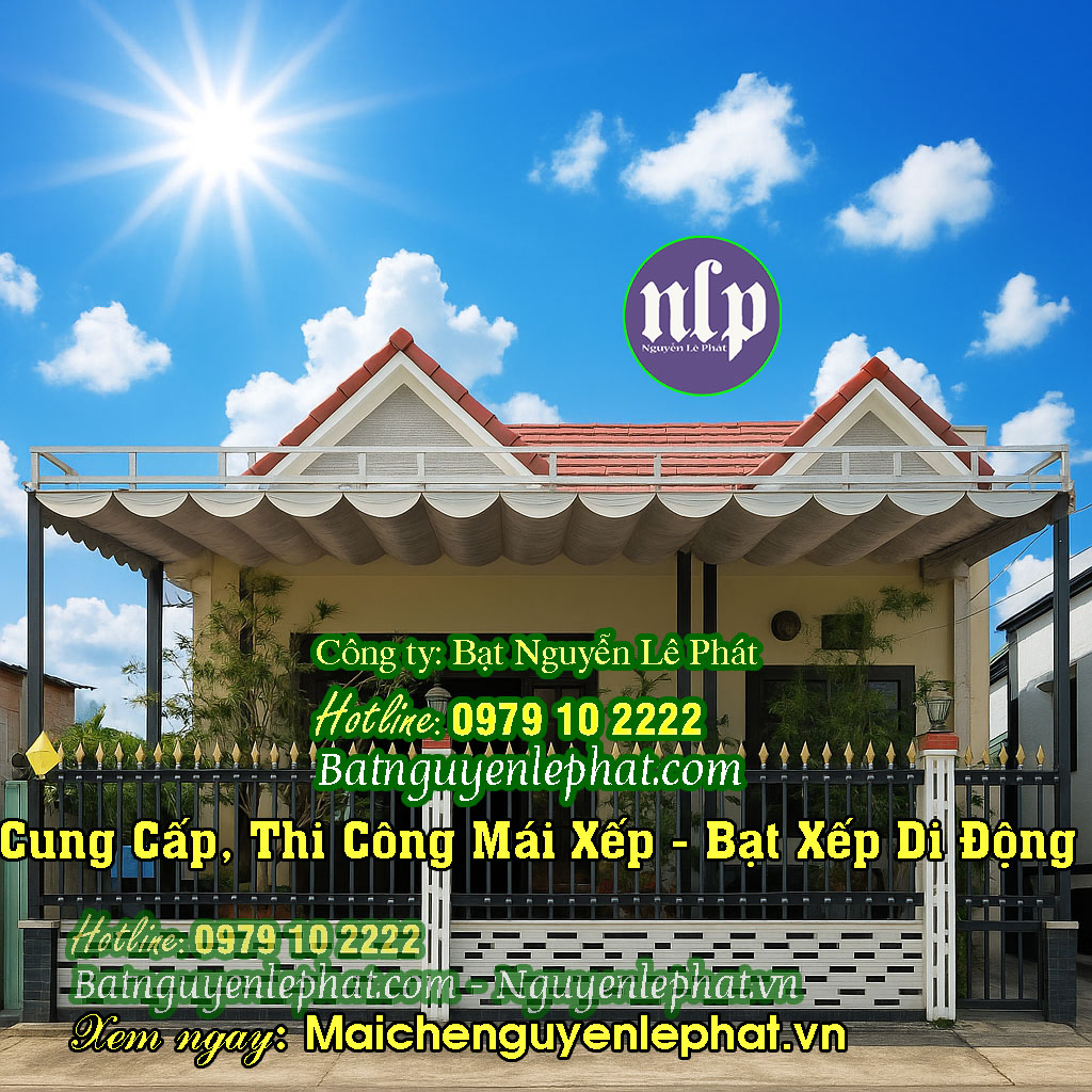 Bạt mái xếp che nắng mưa bmt