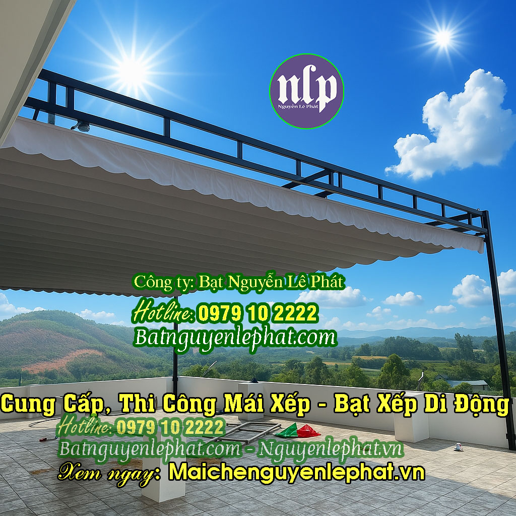 May Ép Bạt Mái Hiên Mái Xếp, Bạt Kéo Di Động Ngoài Trời Tại Vĩnh Long